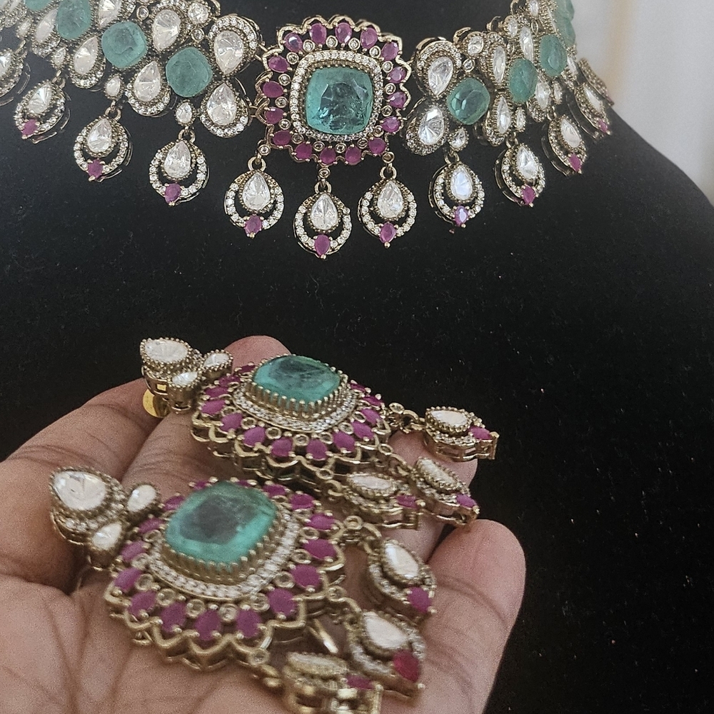 Opulent Silver, Ruby & Mint Green Moissanite Stat… - image 5